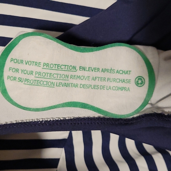 Beach CouturePlus Contrast Stripes One-Piece Swimsuit  white and navy - Picture 2 of 5